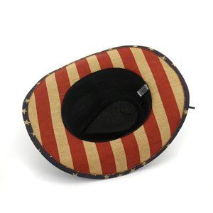 Men's American Flag Cowboy Hat, Stars‎ Western Tea-Stained USA Shape-It Brim